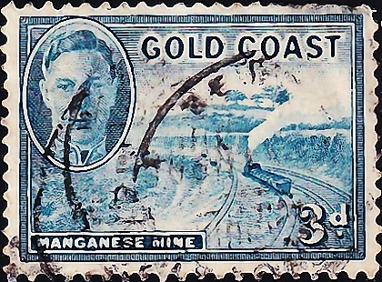 Золотой Берег 1948 год . Марганцевый рудник Нсуту 3 p . Каталог 1,5 фунта